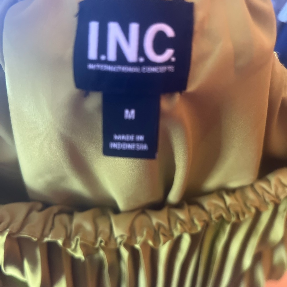 INC International Concepts Pleated Off-Shoulder Blouse in Lime Green - Picture 6 of 7